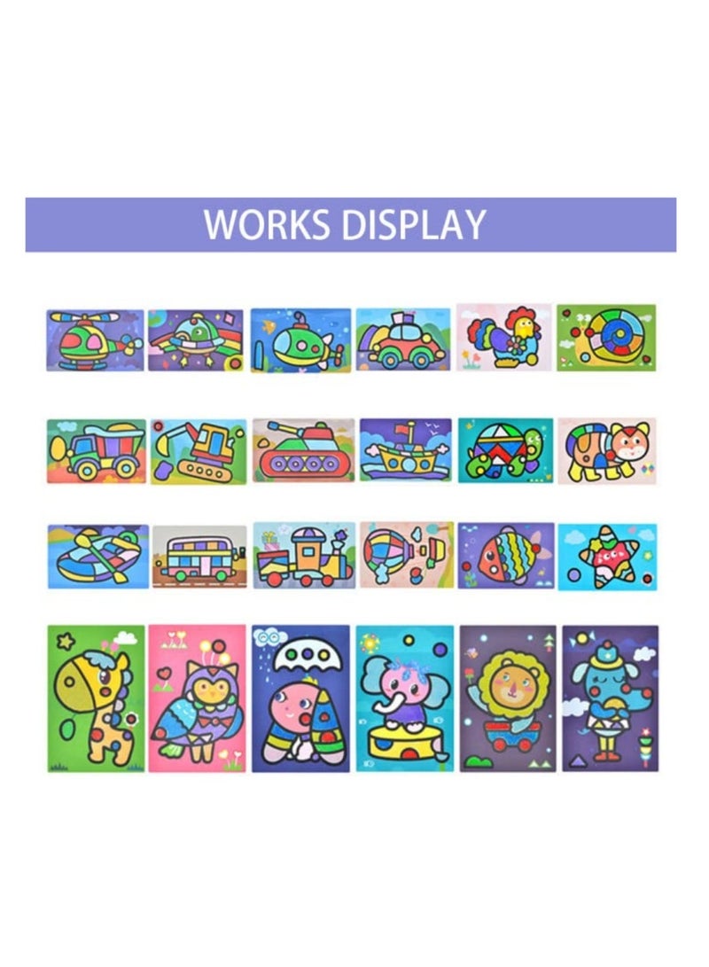 Coolchic 64pcs Hanging Sand Painting Display Kits Set, 12 Color Sand Scenic Sand with 24 Sheets Sand Art Painting Cards and 24 wooden clips Set Children Art Toy - Image 4
